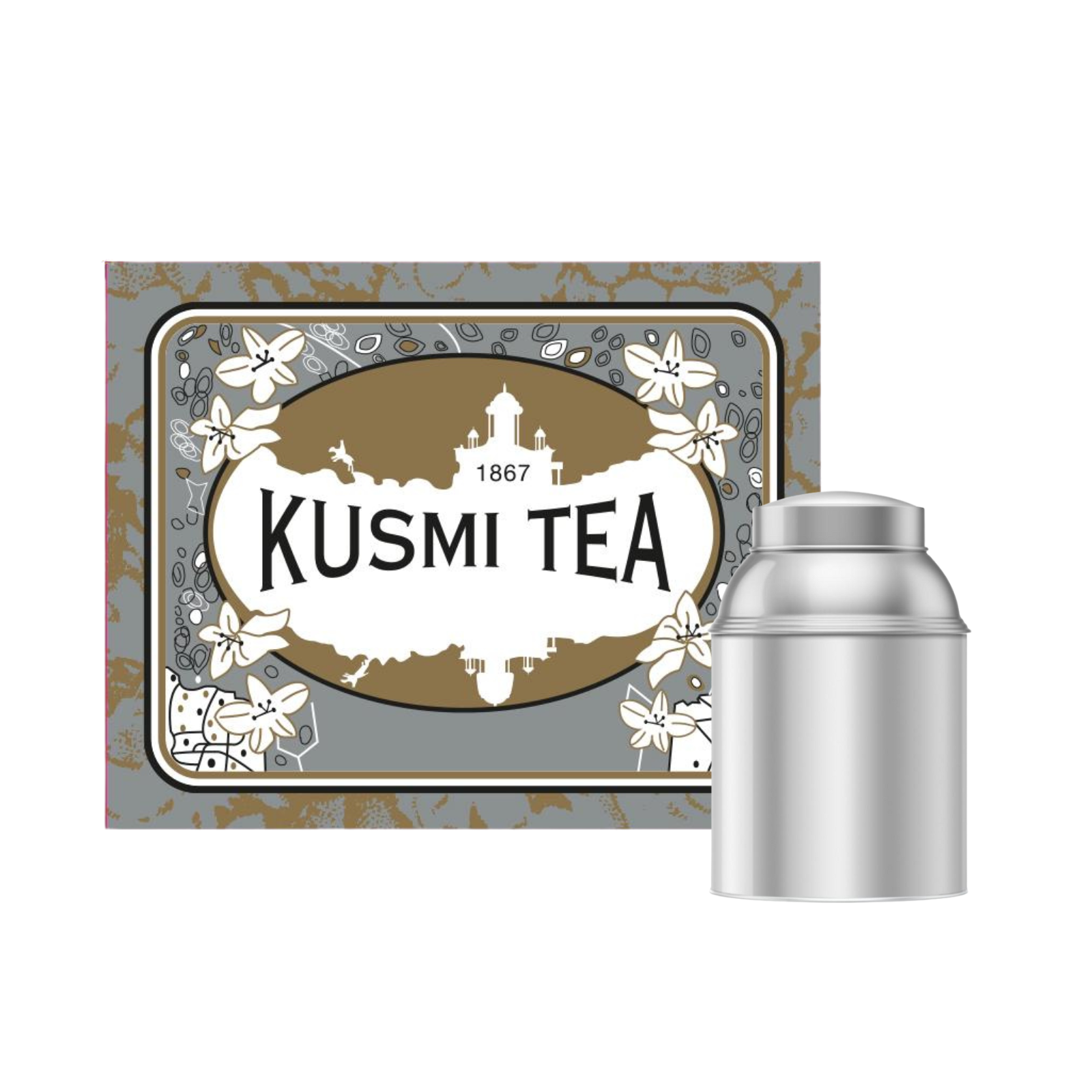 Etykieta na puszkę 1 kg Kusmi Tea Lagache szara